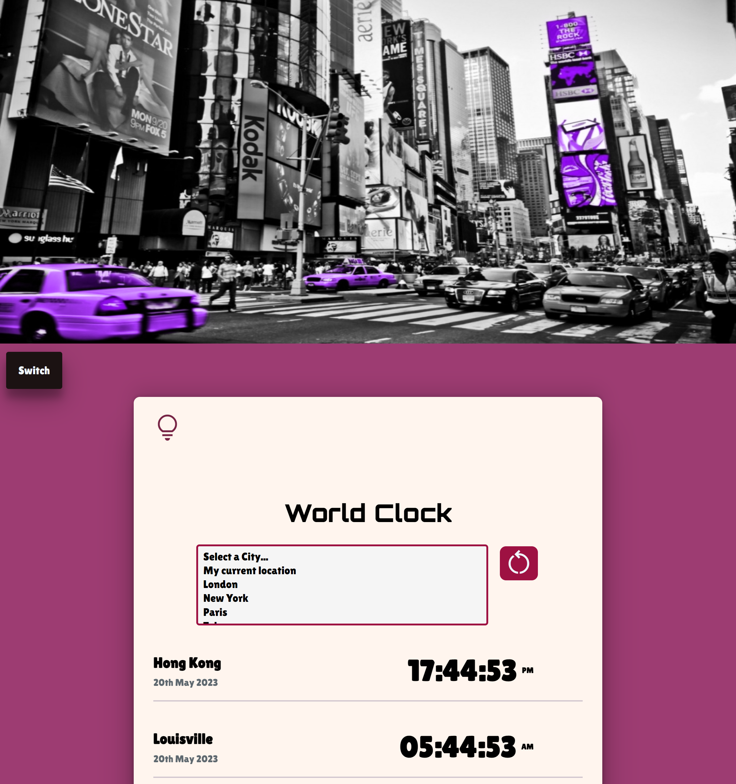 A App that can display date and time from around the world