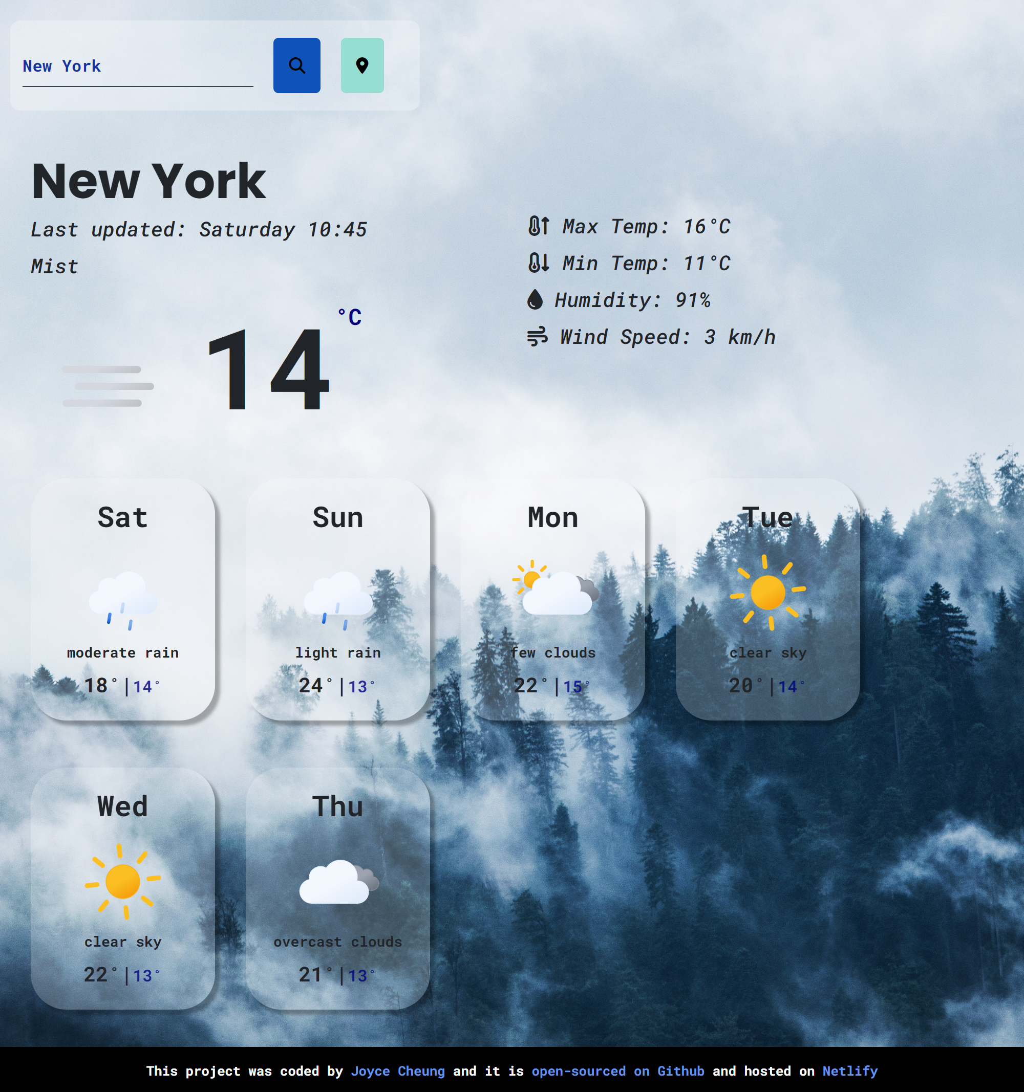 A App showing weather around the world